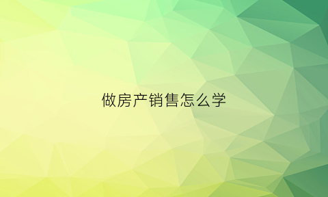 做房产销售怎么学(新手学房产销售刚开始都学什么)