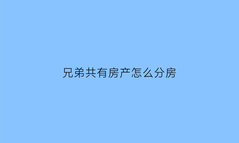 兄弟共有房产怎么分房(兄弟共同共有房产遗产继承)