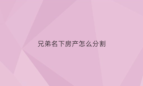 兄弟名下房产怎么分割