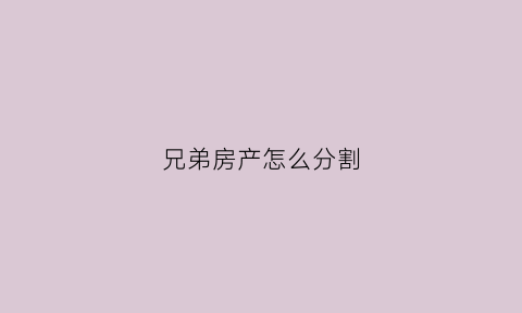 兄弟房产怎么分割(兄弟房产分割的原则和方法)
