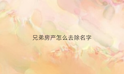 兄弟房产怎么去除名字(兄弟的房子)