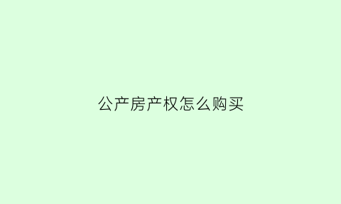 公产房产权怎么购买(公产房买产权需要多长时间)