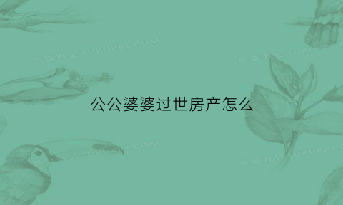公公婆婆过世房产怎么(公公婆婆过世房产怎么过户)