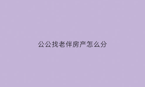公公找老伴房产怎么分(公公找的老伴有没有养老义务)