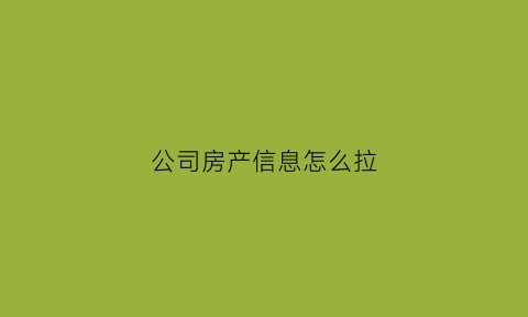 公司房产信息怎么拉