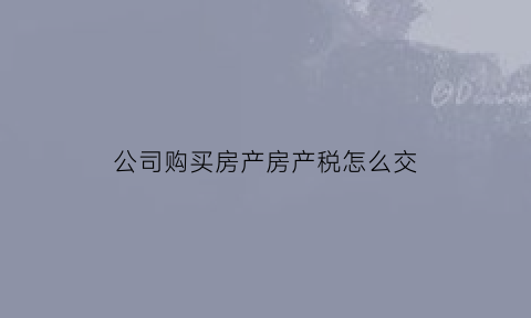 公司购买房产房产税怎么交(公司购买房产房产税怎么交的)