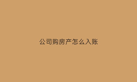 公司购房产怎么入账(公司购房产怎么入账科目)