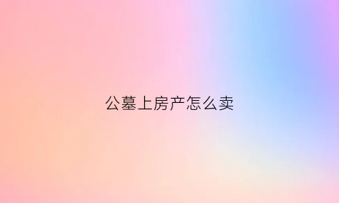 公墓上房产怎么卖(公墓上房产怎么卖出去)