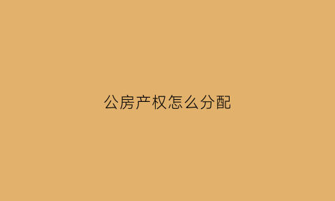 公房产权怎么分配(公产房产权归谁)