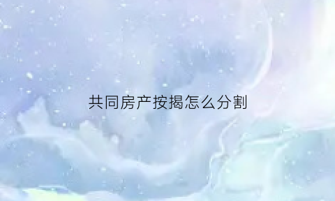 共同房产按揭怎么分割(共同共有按揭房产如何分割)
