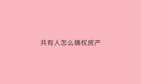 共有人怎么确权房产(共有人算产权人吗)