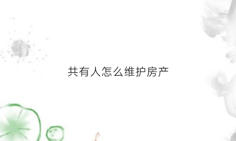 共有人怎么维护房产(共有人如何处理共有物)