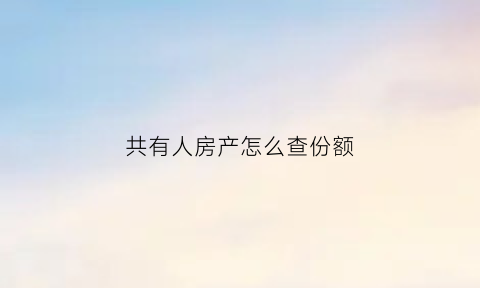 共有人房产怎么查份额