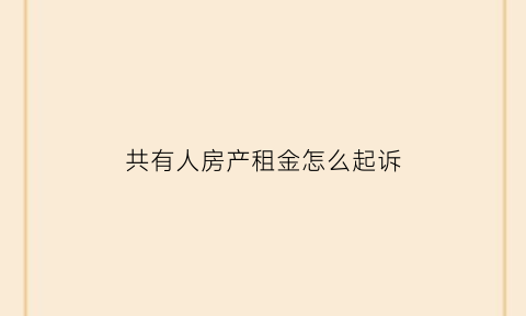 共有人房产租金怎么起诉