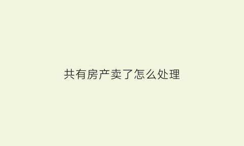 共有房产卖了怎么处理(共有房产卖房)