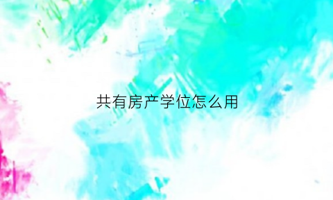 共有房产学位怎么用(共有房产学位分配)