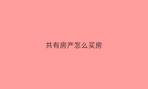 共有房产怎么买房(共有房产怎么处置)