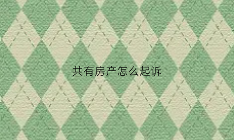 共有房产怎么起诉(共有房产怎么处置)
