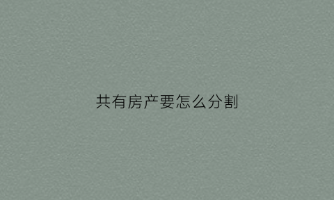 共有房产要怎么分割(共有房产分割司法流程)