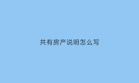 共有房产说明怎么写