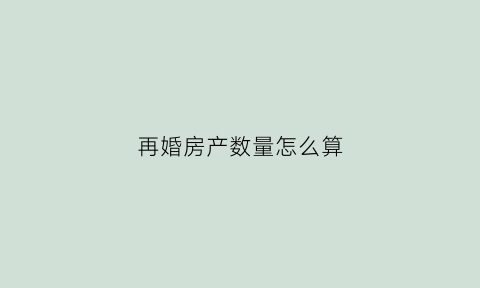 再婚房产数量怎么算(再婚房产)
