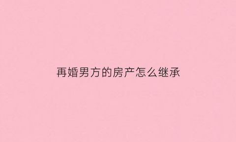 再婚男方的房产怎么继承(男方再婚可以把房子留给自己的孩子吗)
