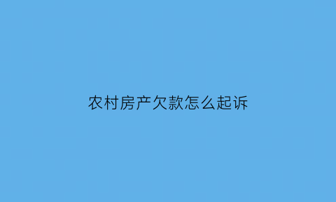 农村房产欠款怎么起诉(欠我钱农村的房子可以要来吗)