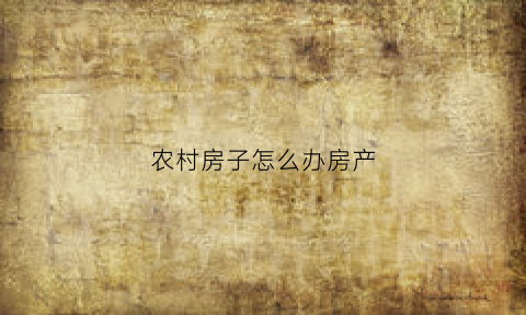 农村房子怎么办房产(农村房子怎么办房产证)