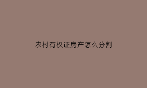 农村有权证房产怎么分割(农村房子有所有权吗)