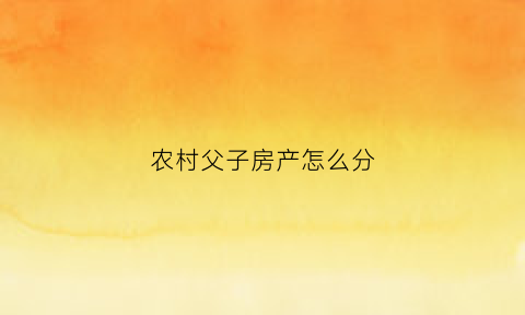 农村父子房产怎么分