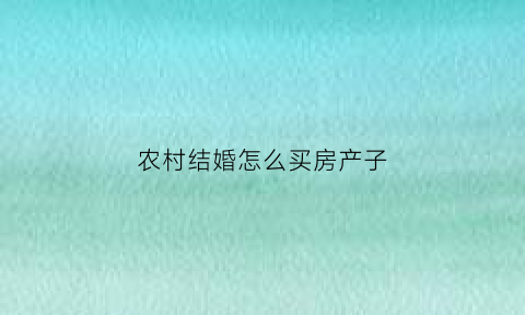 农村结婚怎么买房产子(农村的婚房)