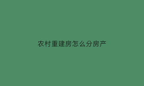 农村重建房怎么分房产(农村重建房子)