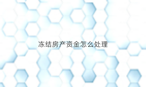 冻结房产资金怎么处理(冻结房产资金怎么处理最好)