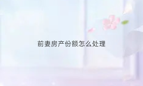 前妻房产份额怎么处理(前妻婚前财产房子算二套吗)