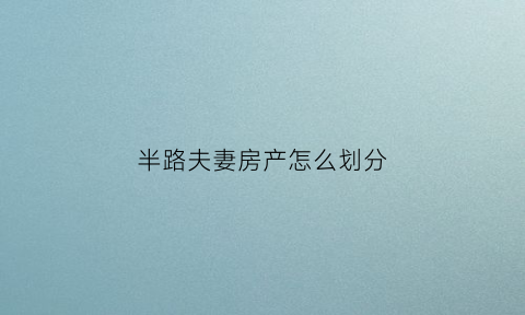 半路夫妻房产怎么划分(半路夫妻财产分割继承怎么分)