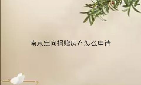 南京定向捐赠房产怎么申请