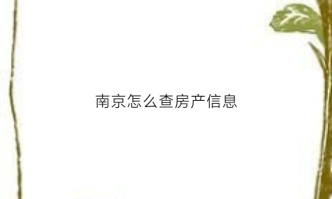 南京怎么查房产信息