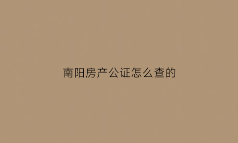 南阳房产公证怎么查的