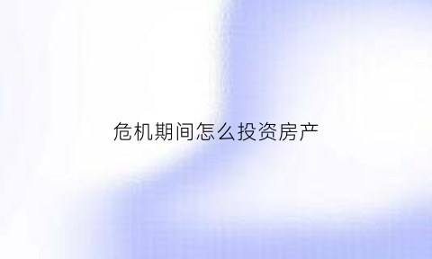 危机期间怎么投资房产(危机期间怎么投资房产最好)