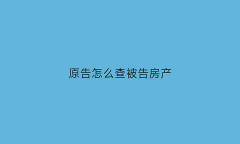 原告怎么查被告房产(原告查被告房产信息)