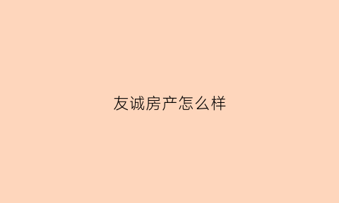 友诚房产怎么样