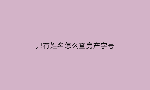 只有姓名怎么查房产字号