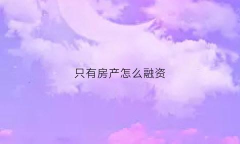 只有房产怎么融资(只有房产怎么融资租赁)