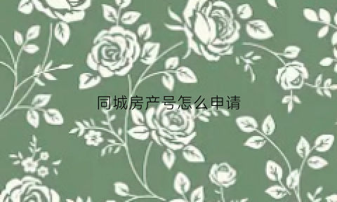 同城房产号怎么申请(同城房产号怎么做)