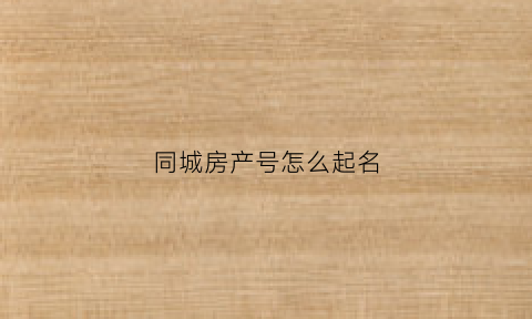同城房产号怎么起名(同城房产)