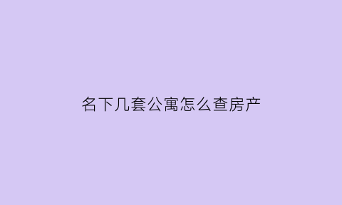 名下几套公寓怎么查房产