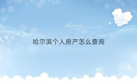 哈尔滨个人房产怎么查询(哈尔滨查询名下房产证明)