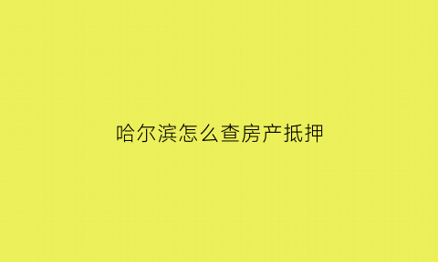 哈尔滨怎么查房产抵押(哈尔滨房产抵押贷款流程)