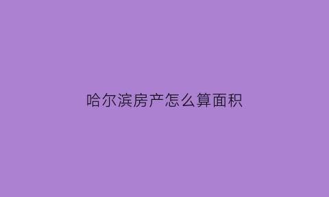 哈尔滨房产怎么算面积(哈尔滨市房子)