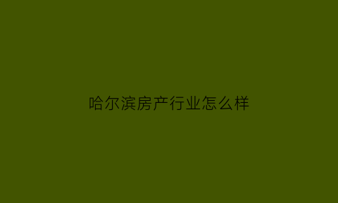哈尔滨房产行业怎么样(哈尔滨本地房企)